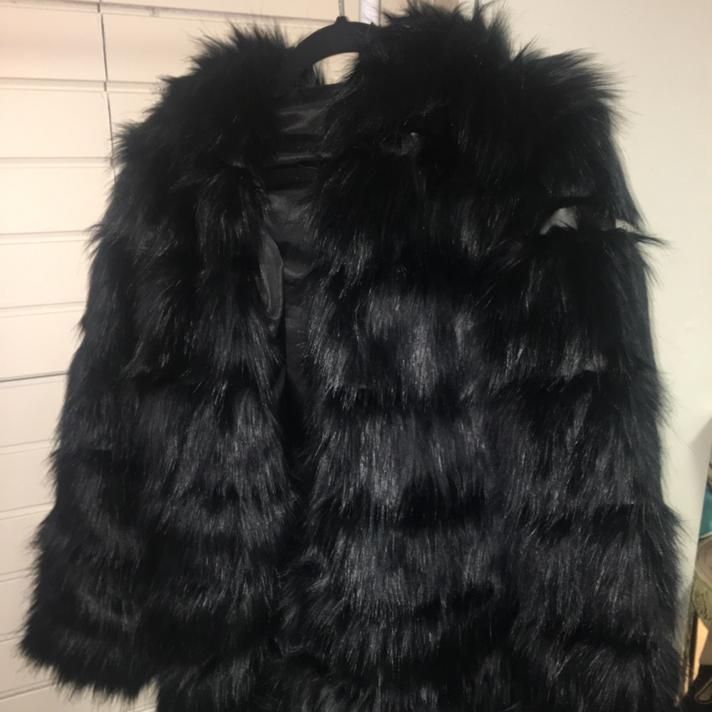 Black FAUX FUR coat